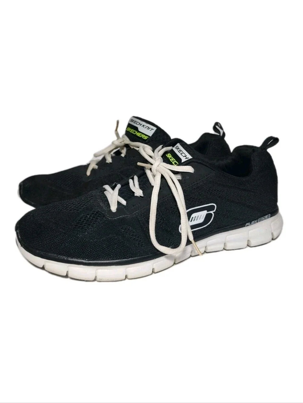 Skechers Sneakers Athletic Shoes Men’s 10.5 Black Sketch Knit Memory Foam EUC